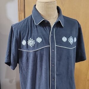 Dandy Del Mar Gaucho Men's Grey Floral Embroidered Casual Shirt